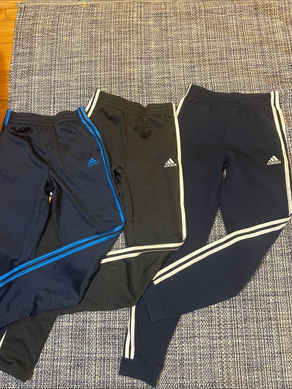 Adidas Kids' 3-Pack Athletic Track Pants – Navy, Black, Blue